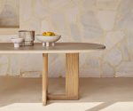 (Ethnicraft 2025) – Trestle dining Table – (Concret & Teak) – 11251